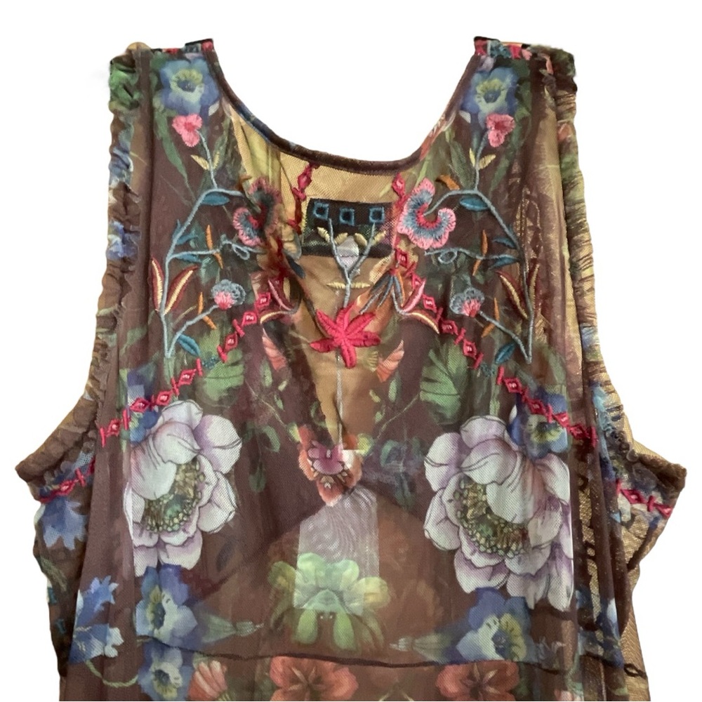 NWT Biya Johnny Was Embroidered Mesh Dress - Picture 5 of 7